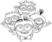 Printable Four Happy Minion Coloring Page coloring pages