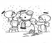 Printable snowman s cute angels decorating snowman5a20 coloring pages