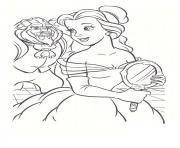 Printable belle holding magic mirror disney princess c006 coloring pages