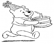 Printable pooh and a birthday cake pages4d6b coloring pages