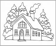 Printable winter  house and snow4a51 coloring pages