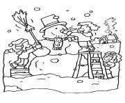 Printable playing with snow in winter s printables0269 coloring pages