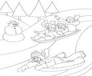 Printable playing in the winter day 3a62 coloring pages