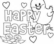 Printable happy easter message coloring pages
