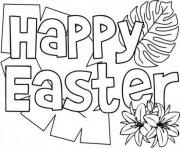 Printable happy easter simple message coloring pages