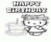 Printable hello kitty single cake birthday coloring pages