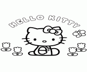 Printable hello kitty flowers and butterfly coloring pages