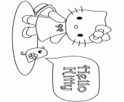 Printable cute hello kitty holding basket coloring pages