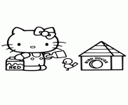 Printable hello kitty ready to paint bird house coloring pages