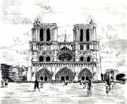 Printable city drawing notre dame coloring pages