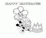Printable mickey mouse and birthday cake disney coloring pages
