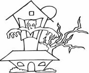 Printable haunted house halloween free color pages for kidsfbd2 coloring pages