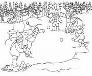 Printable snowfight winter s for kidse448 coloring pages