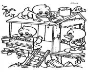 Printable kids making birds house disney 86b0 coloring pages