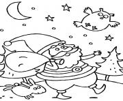 Printable santa claus in the night in christmas s for kids080e coloring pages