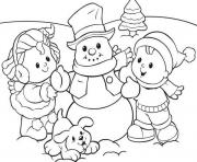 Printable preschool s winter snowman and kids5d0f coloring pages