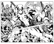 Printable deadpool with friends coloring pages
