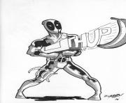 Printable deadpool with gun coloring pages