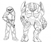Printable brotherhood of steel and elites from halo by zonalar coloring pages