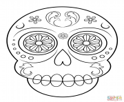 Printable sugar skull simple easy coloring pages