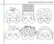 Printable 6 shopkins line art masks coloring pages