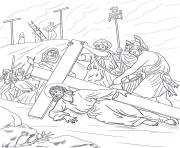 Printable good friday 9 ninth station jesus falls the third time coloring pages