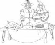 Printable pilgrim and indian thanksgiving s children34cb coloring pages