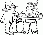 Printable thanksgiving s pilgrims sharing with indian36ea coloring pages