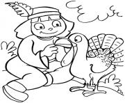Printable indian girl and turkey thanksgiving s for girlsc182 coloring pages