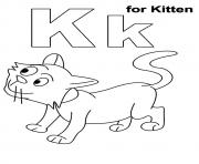Printable the k for kitten kitten coloring pages