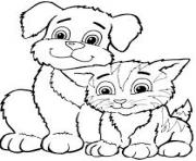 Printable cute cat and puppy df2f coloring pages