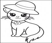 Printable super cute cat with hat kitten5fed coloring pages