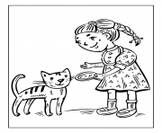 Printable little girl feeding cat 99b1 coloring pages