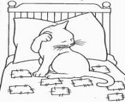 Printable cat on bed bf90 coloring pages