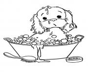 Printable The Puppy Taking A Bubble Bath puppy coloring pages