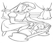 Printable The Girl Putting Pup To Sleep puppy coloring pages