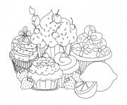 Printable beautiful sweet cupcakes coloring pages