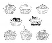 Printable free cupcakes coloring pages