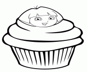 Printable dora the explorer cupcake coloring pages