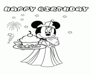 Printable minnie mouse baking birthday cupcake coloring pages
