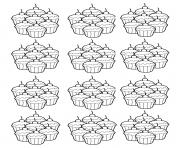 Printable coloring adult cupcakes mosaique coloring pages