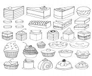 Printable coloring adult cupcakes and little cakes coloring pages