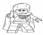 Printable lego harry potter with wand coloring pages