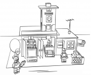 Printable lego fire station city coloring pages
