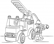 Printable lego fire truck city coloring pages