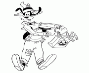 Printable Goofy as a scarecrow disney halloween coloring pages
