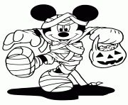 Printable mickey mouse as a mummy disney halloween coloring pages