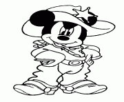 Printable Mickey Mouse as a cowboy disney halloween coloring pages