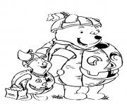 Printable The pooh and tigger trick o treating disney halloween coloring pages