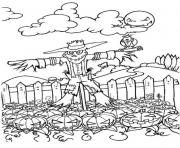 Printable scary scarecrow and pumpkin halloween coloring pages